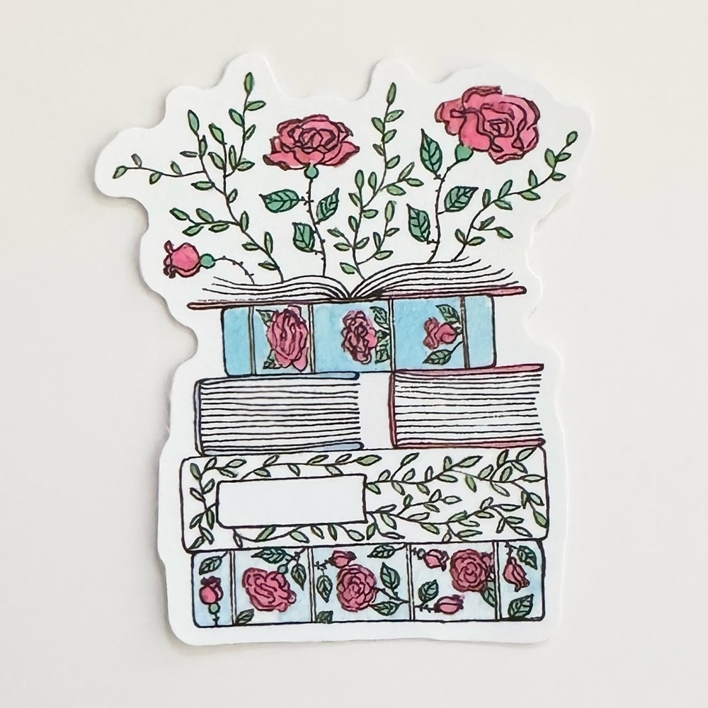 10/$10 Books & Flowers Sticker